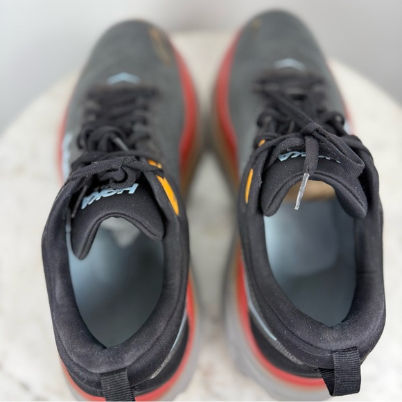 Hoka One One Bondi 8 Mens 9 Shoes Gray Red Running Sneaker 1123202 ACTL Gym - Picture 10 of 11